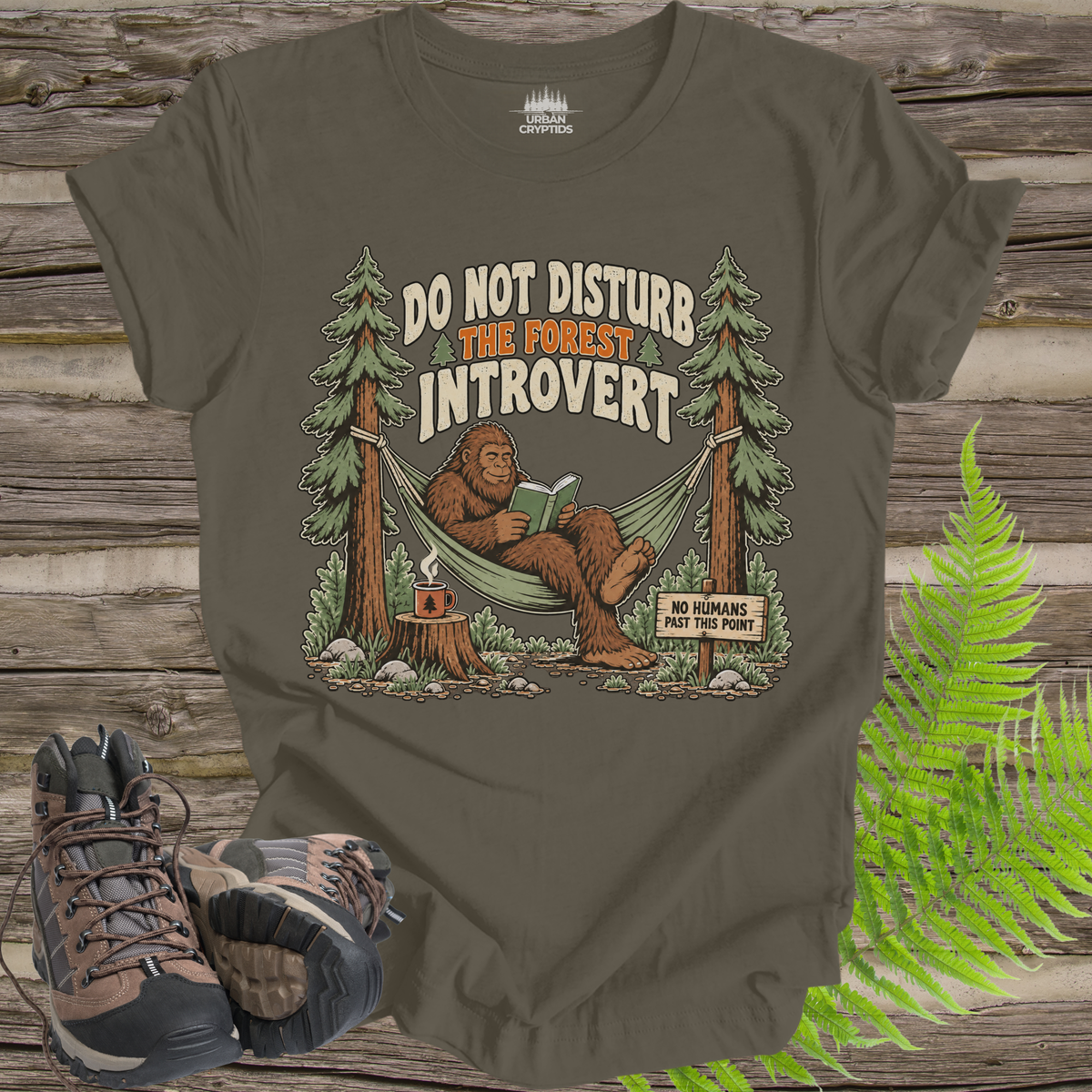 Do Not Disturb the Forest Introvert T-Shirt – Funny Bigfoot Reading Graphic Tee