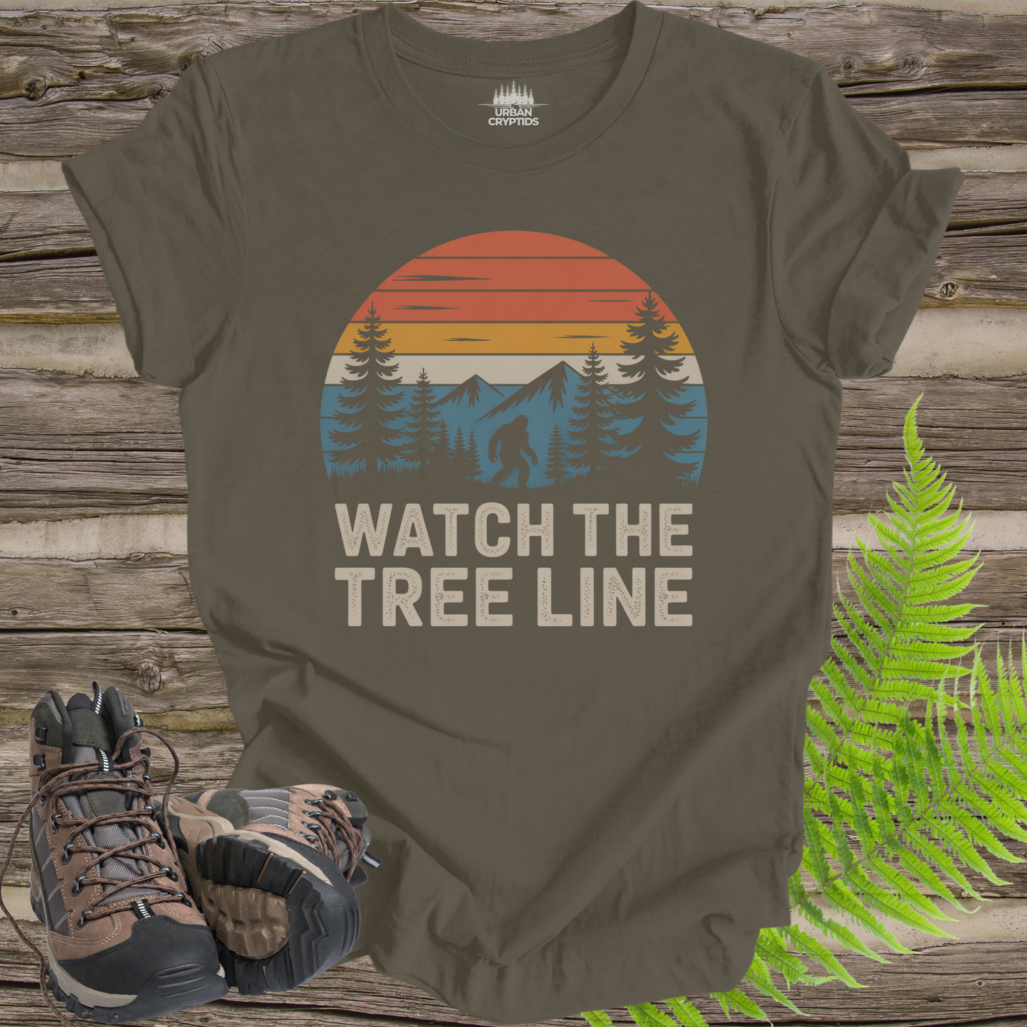 Watch the Tree Line Shirt – Bigfoot Cryptid Tee | Sasquatch Hiking Shirt
