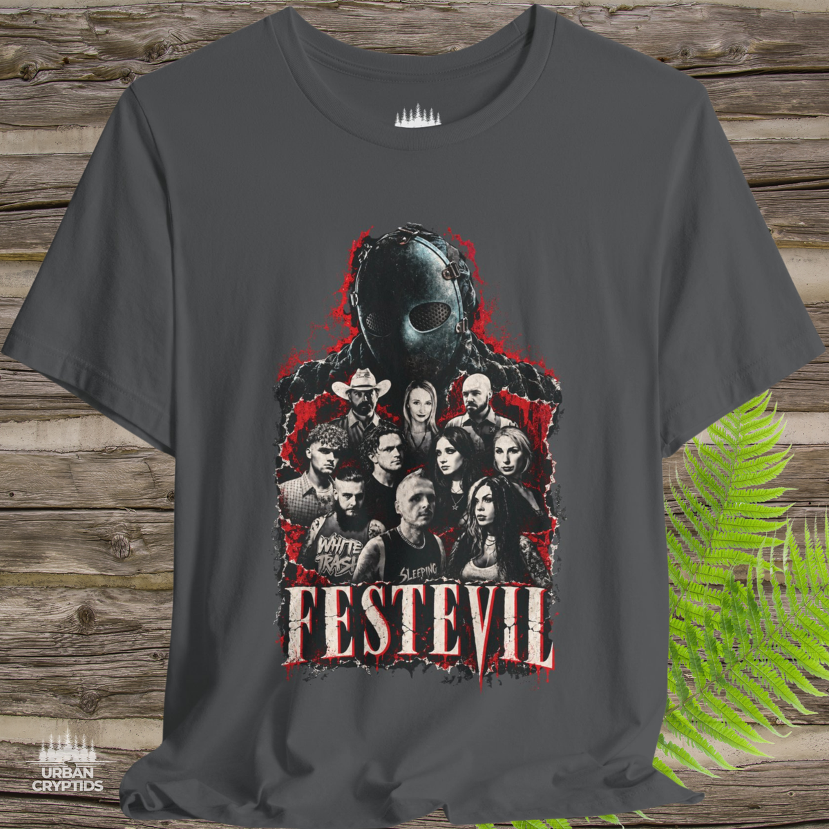 FESTEVIL Crew T-Shirt – Distressed Horror Movie Graphic Tee