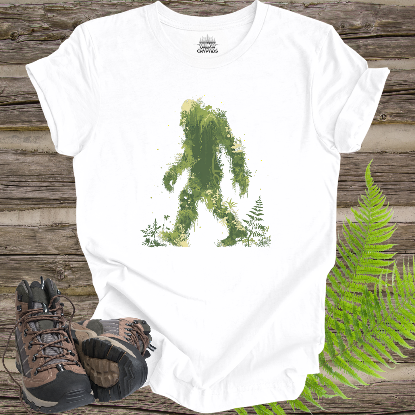 Mossy Bigfoot Forest Silhouette Sasquatch Nature T-Shirt