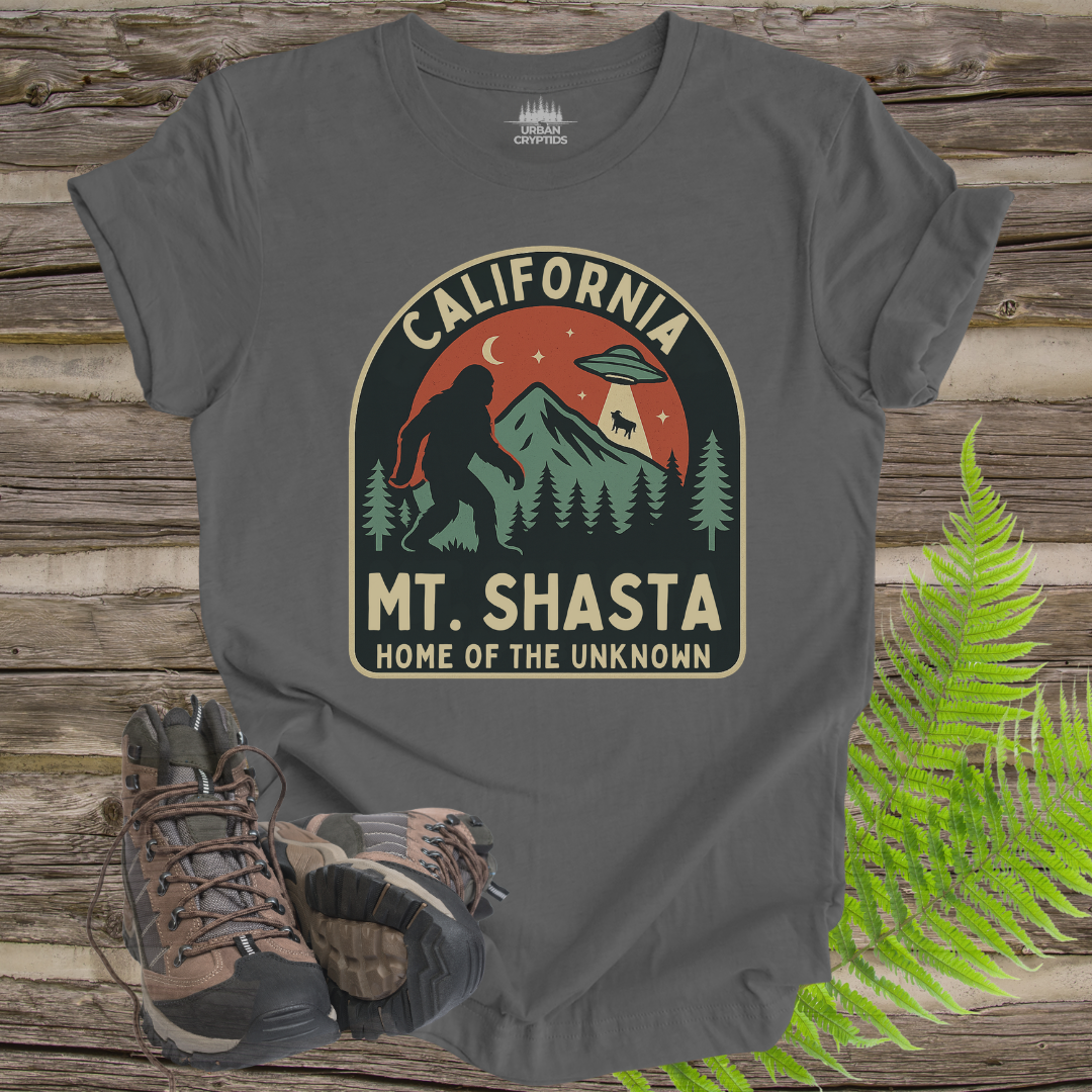 Mt. Shasta Bigfoot & UFO T-Shirt – Home of the Unknown (California Design)
