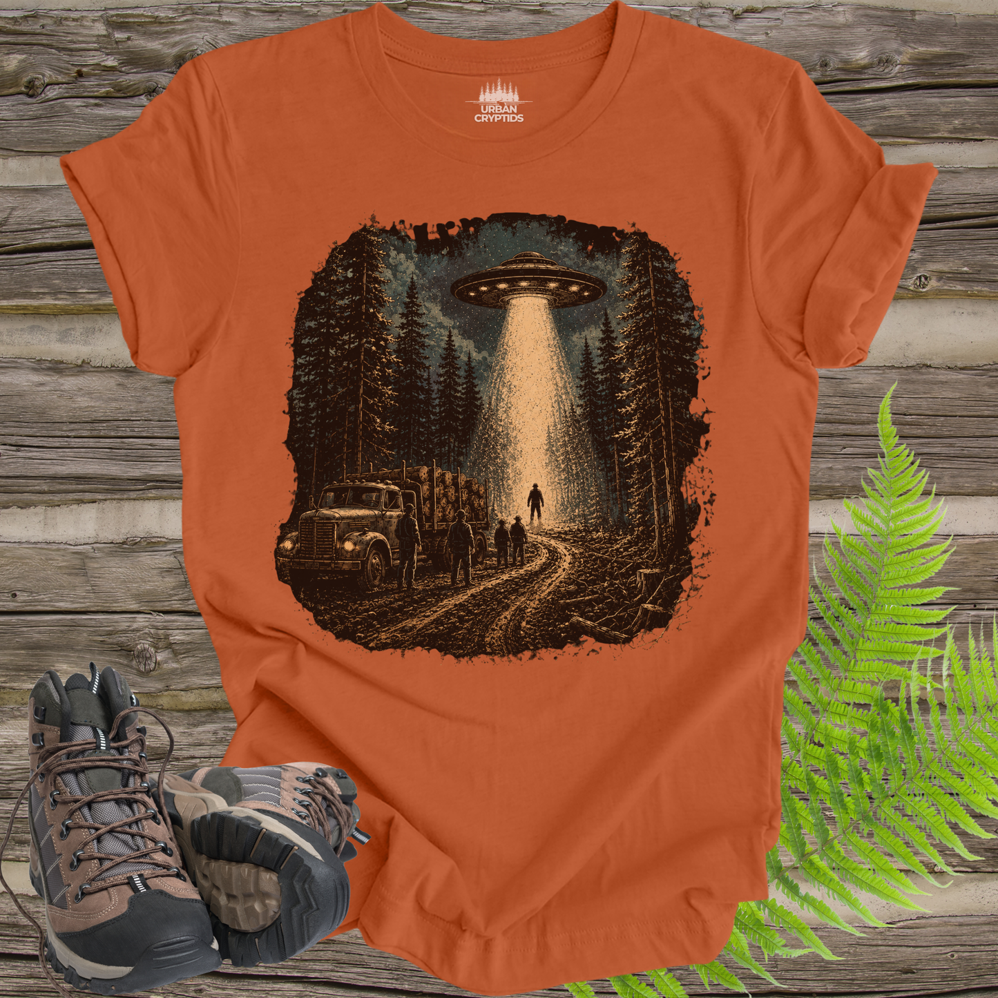 UFO Encounter T-Shirt – Alien Abduction Forest Graphic Tee