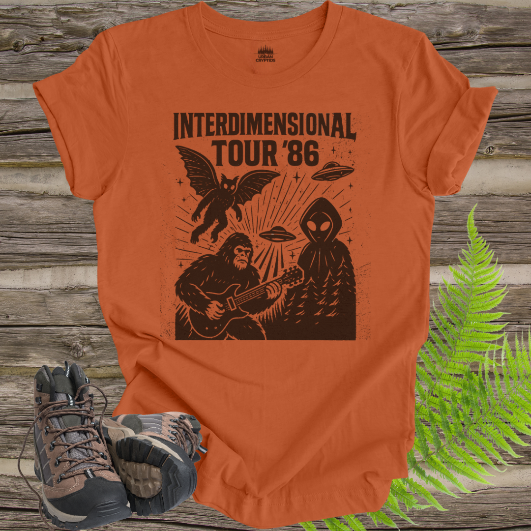 Cryptid Tour Unisex Tee - Interdimensional Tour '86 UFO Bigfoot Flatwoods Monster Mothman
