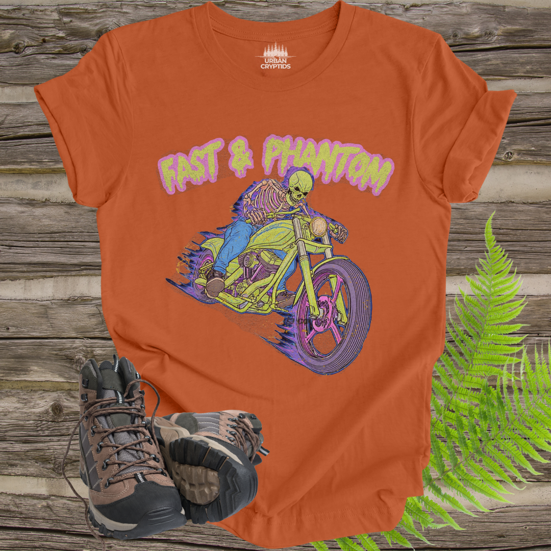 Fast & Phantom Ghost Rider T-Shirt – Paranormal Cryptid Biker Tee