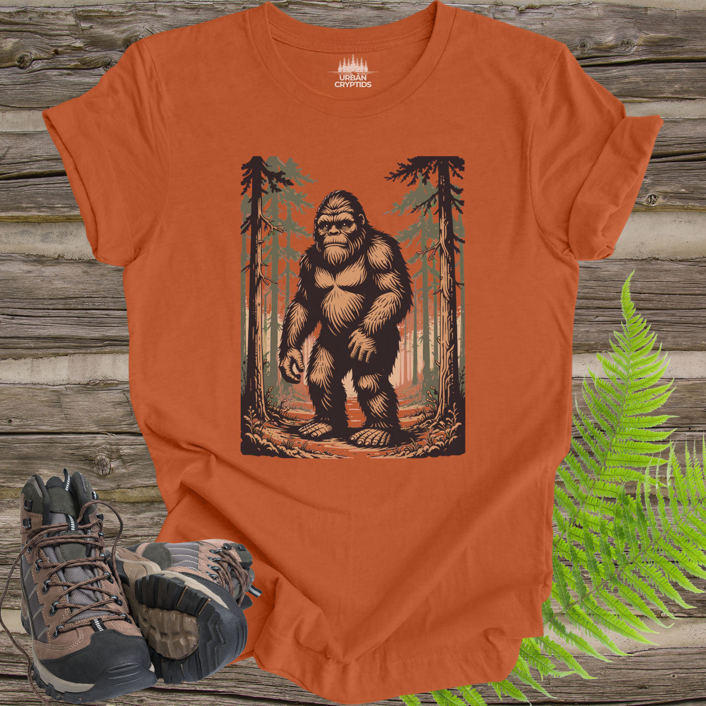 Bigfoot Forest Shirt – Classic Sasquatch Walking Tee, Vintage Cryptid Shirt, Outdoors Hiking Graphic Tee