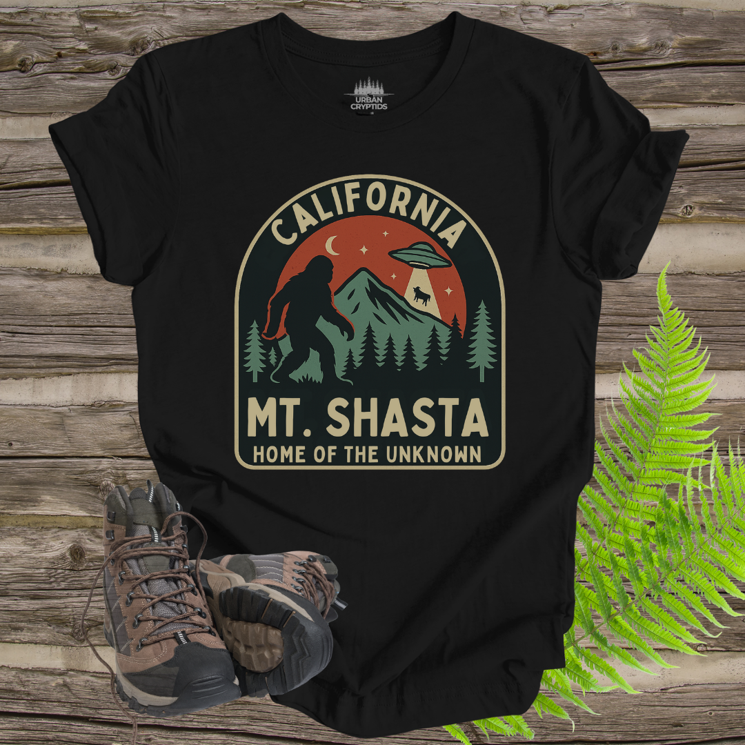 Mt. Shasta Bigfoot & UFO T-Shirt – Home of the Unknown (California Design)