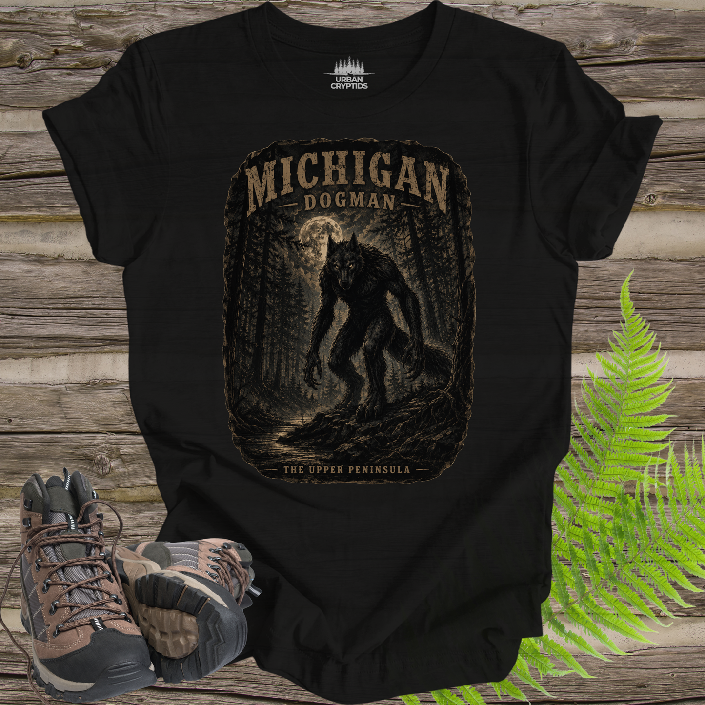 Michigan Dogman Vintage Cryptid T-Shirt | Upper Peninsula Folklore Shirt