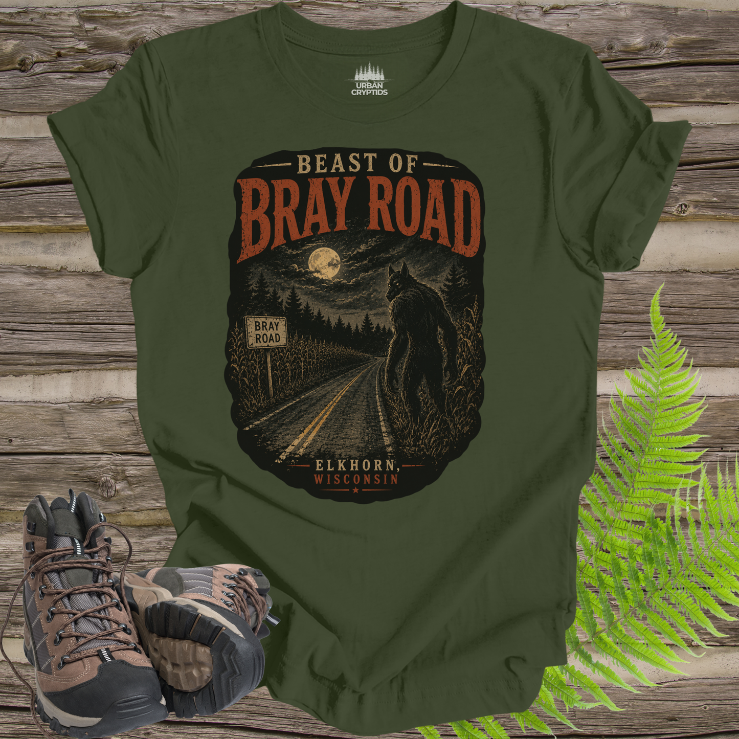 Beast of Bray Road Vintage Cryptid T-Shirt | Elkhorn Wisconsin Dogman Legend Tee