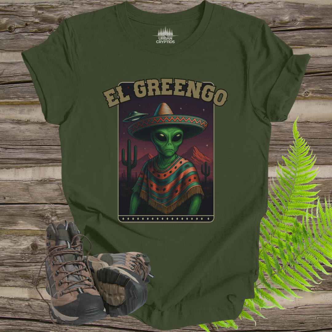 El Greengo Alien T-Shirt | Funny UFO Mexican Poncho Graphic Tee
