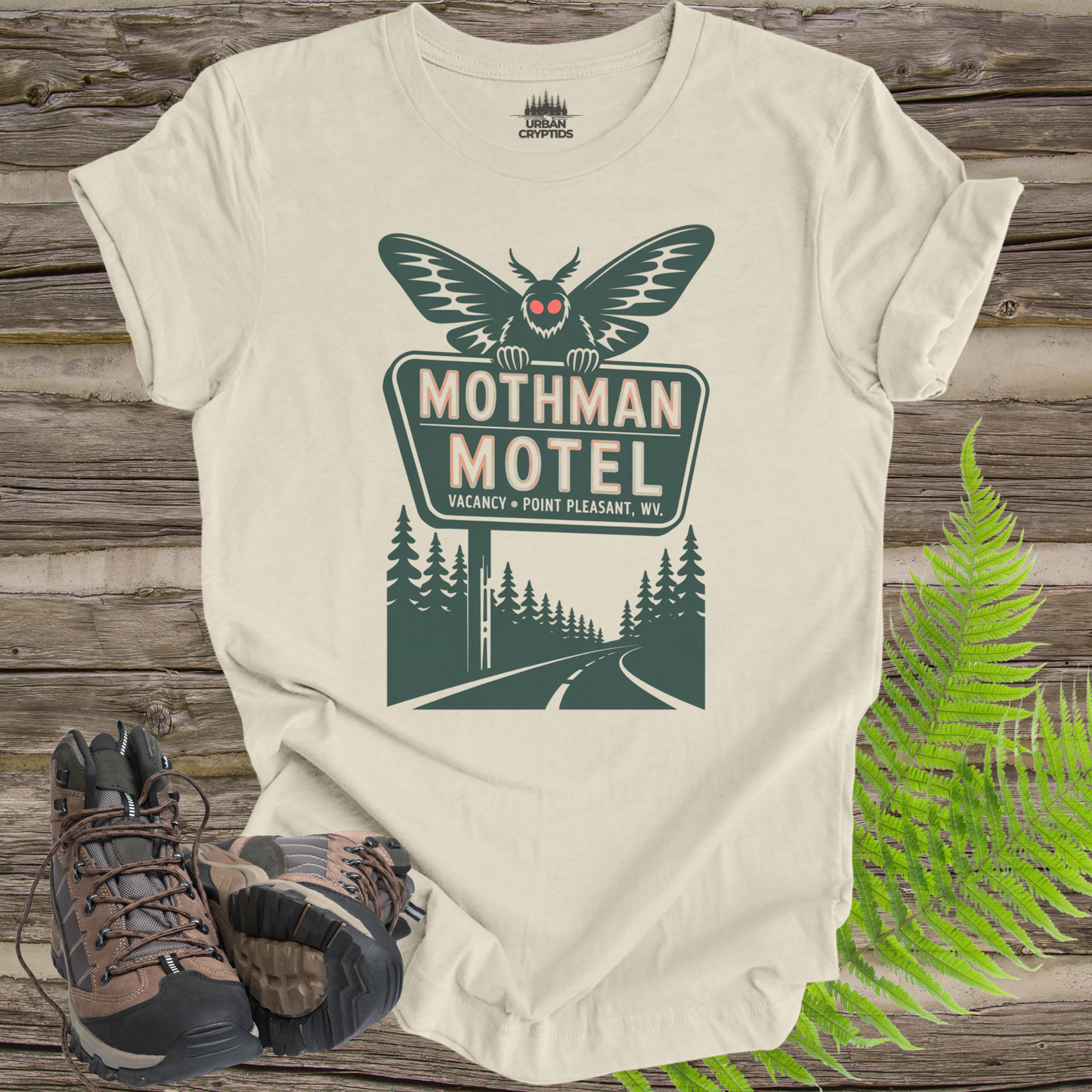 Mothman Motel T-Shirt | Point Pleasant WV Shirt | Vintage Cryptid Tee | Funny Paranormal Shirt | Mothman Graphic