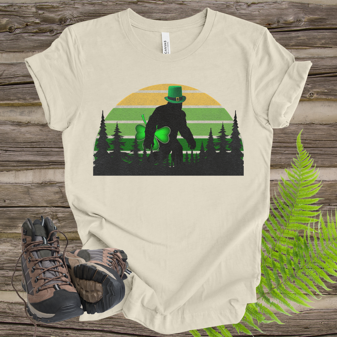 Bigfoot St. Patrick's Day tee Leprechaun Hat and 4-Leaf Clover