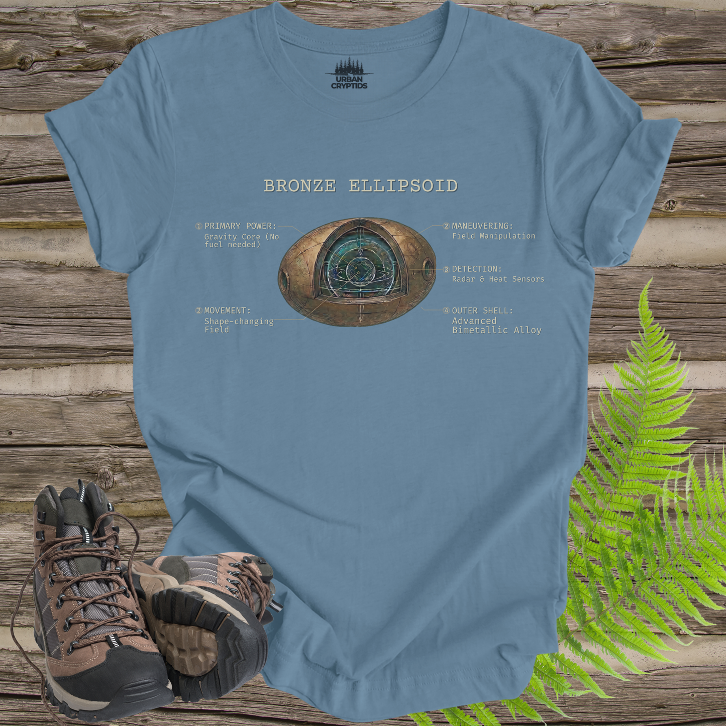 Bronze Ellipsoid UAP Shirt – UAP Recovery Schematic Shirt