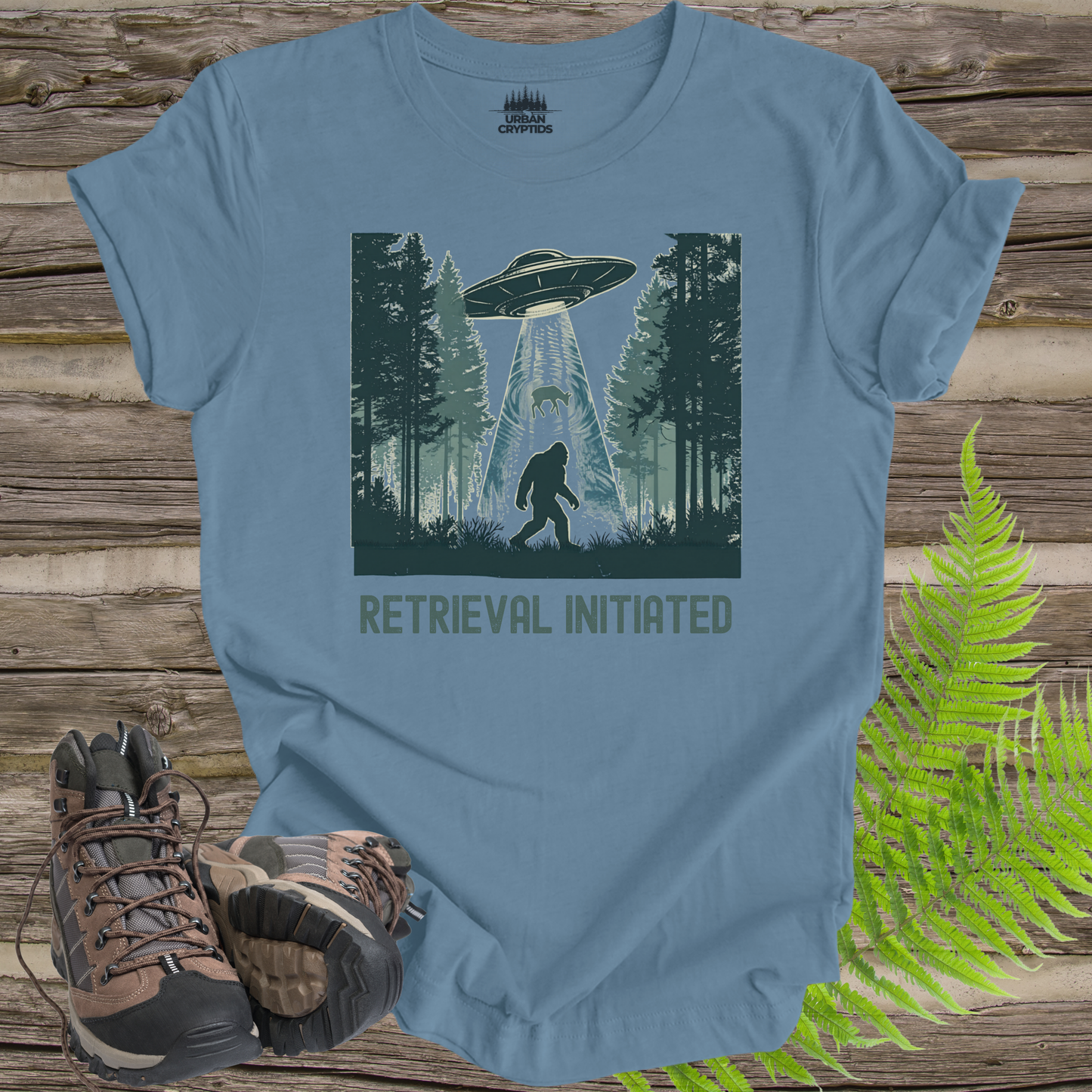Retrieval Initiated Tee – Bigfoot UFO Abduction Shirt