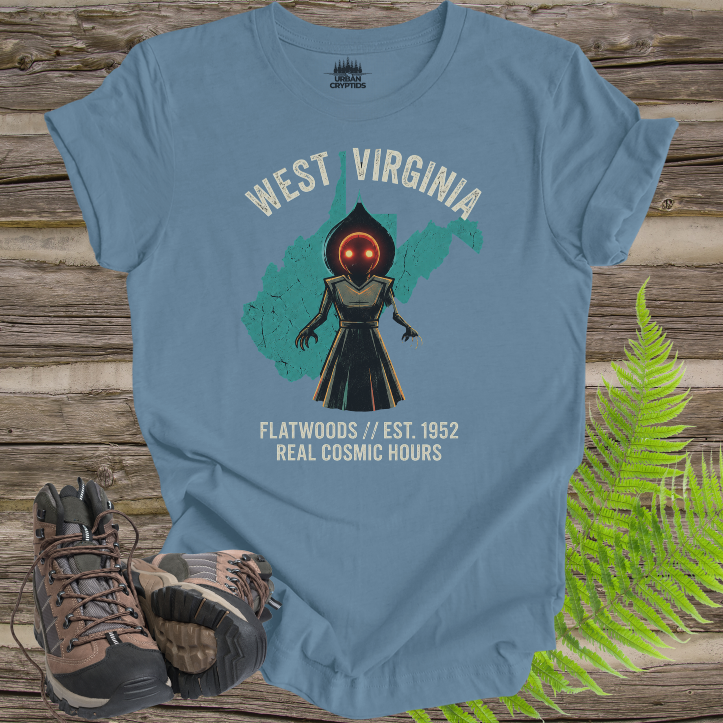 Flatwoods Monster – Real Cosmic Hours | West Virginia Cryptid T-Shirt
