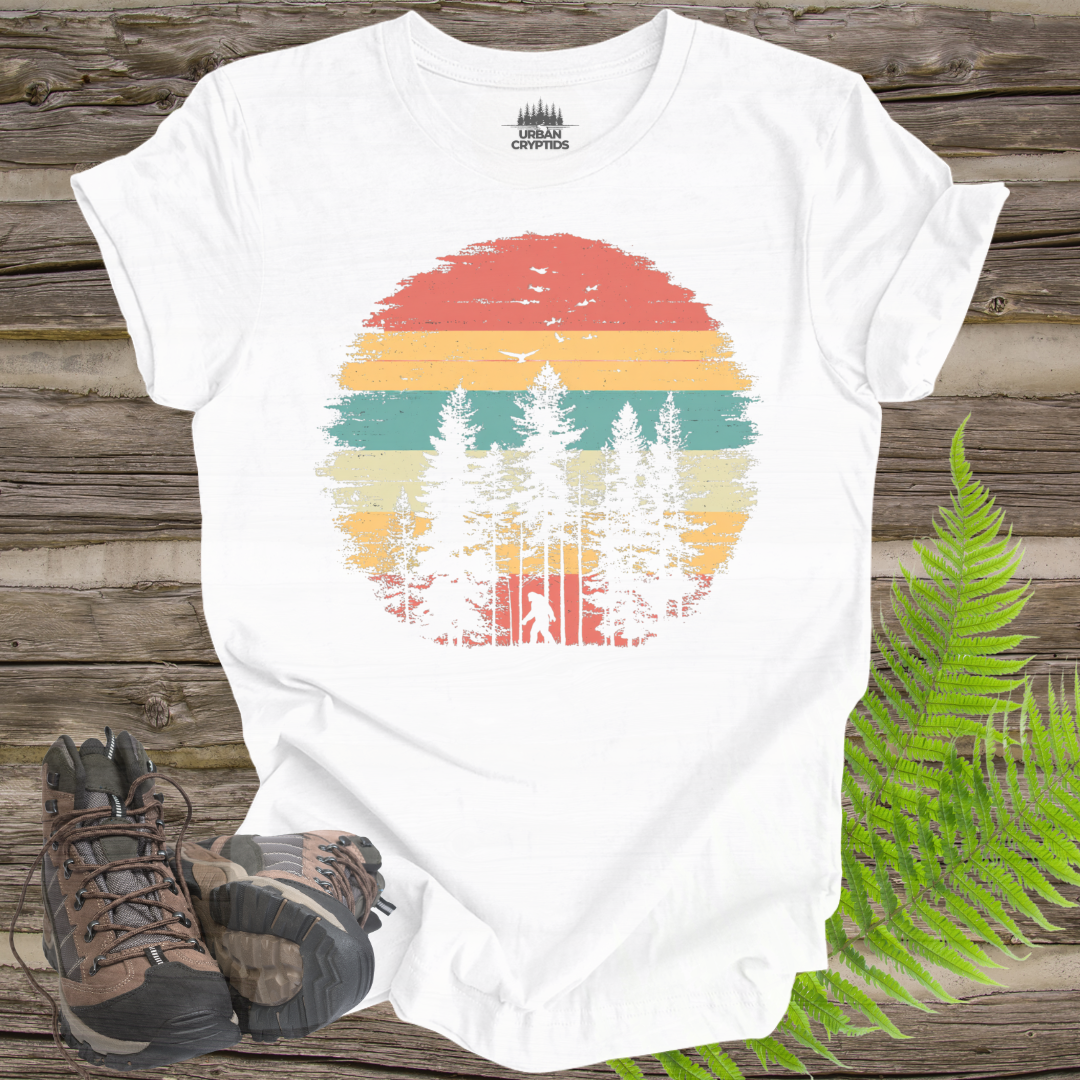 Sasquatch Sunset Retro Bigfoot Hiking Tee – Vintage Cryptid Shirt for Nature Lovers
