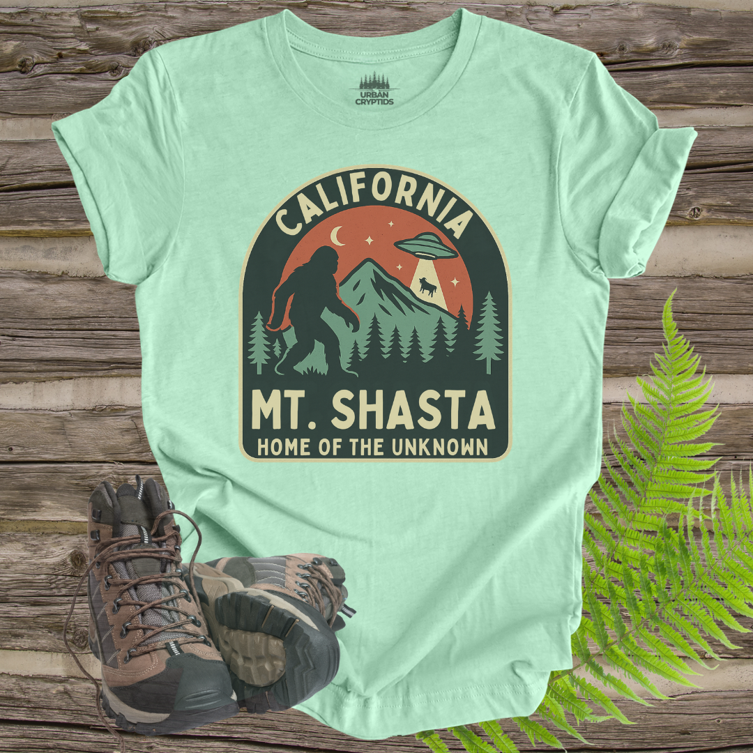 Mt. Shasta Bigfoot & UFO T-Shirt – Home of the Unknown (California Design)