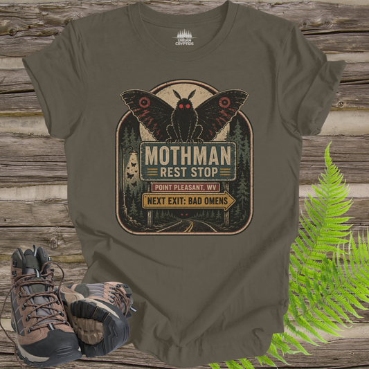 Mothman Rest Stop T-Shirt – Vintage Point Pleasant Cryptid Tee
