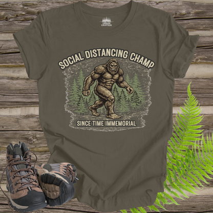 Social Distancing Champ | Funny Bigfoot Vintage T-Shirt