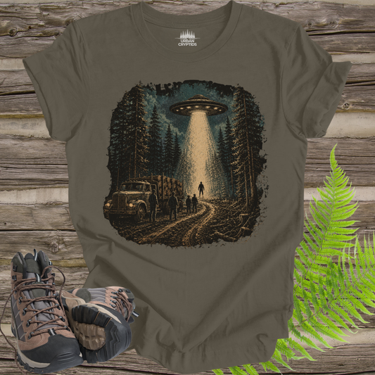 UFO Encounter T-Shirt – Alien Abduction Forest Graphic Tee