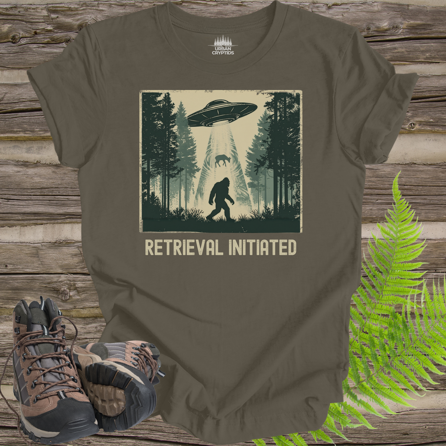 Retrieval Initiated Tee – Bigfoot UFO Abduction Shirt