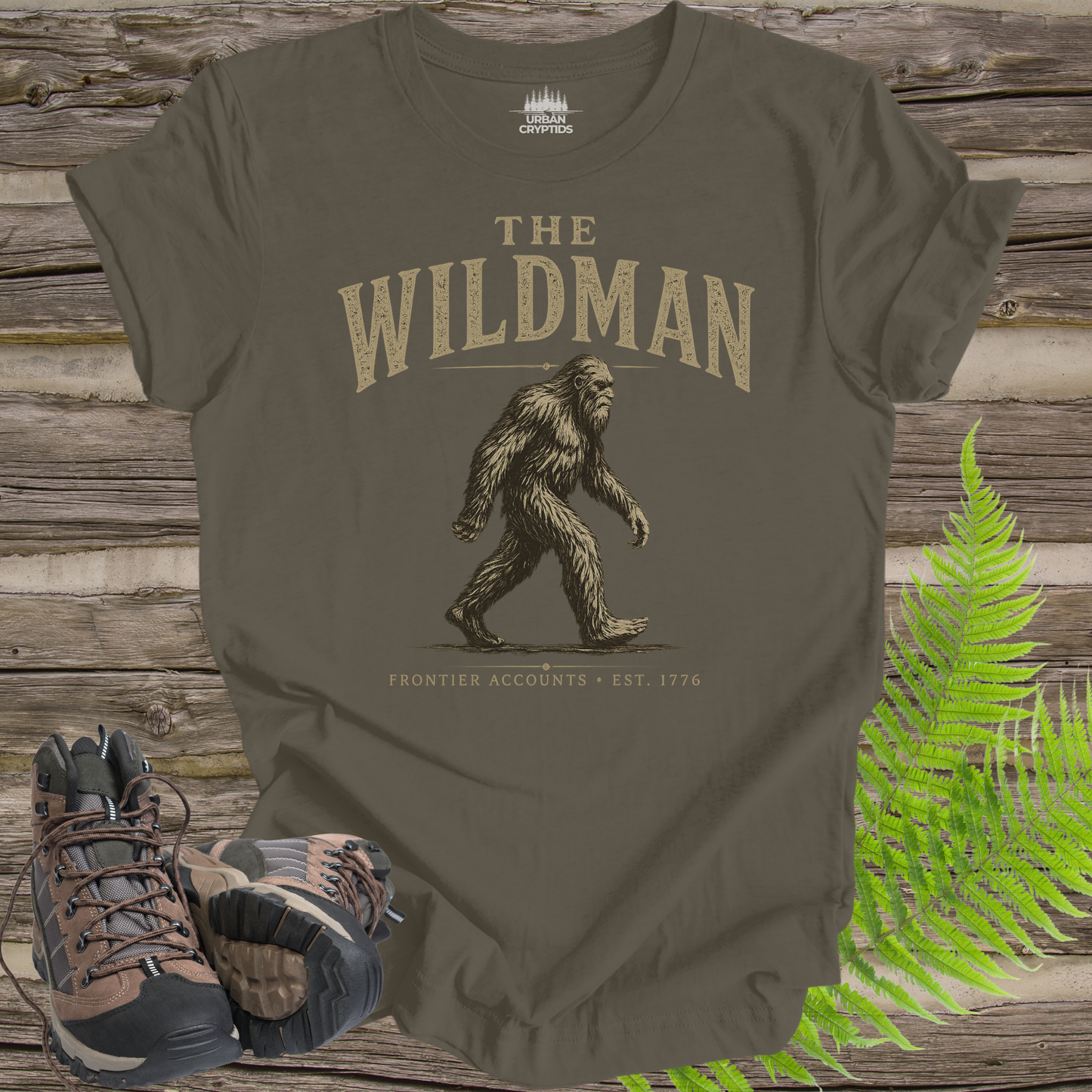 The Wildman | Frontier Accounts Est. 1776 Vintage Bigfoot T-Shirt