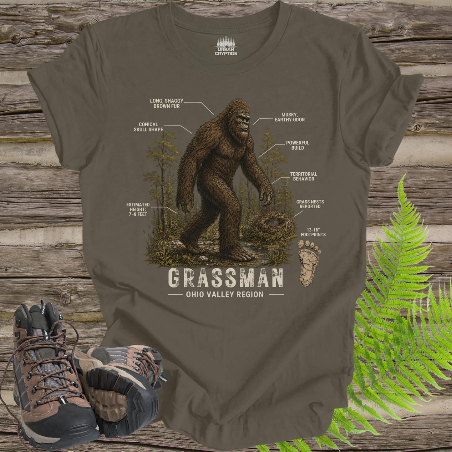 Ohio Grassman Tee | Hominid Series Cryptid Field Guide Shirt