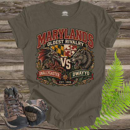 Snallygaster vs. Dwayyo T-Shirt – Maryland Cryptid Rivalry Tee