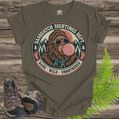 Sasquatch Sightings Department T-Shirt – Funny Bubblegum Bigfoot Graphic Tee