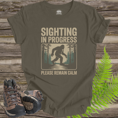 Sighting in Progress Shirt – Funny Bigfoot Tee | Sasquatch Cryptid Shirt
