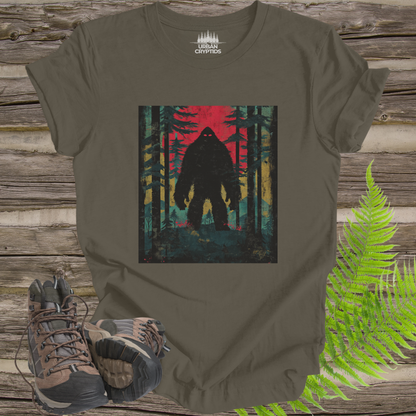 Vintage Bigfoot Forest Poster Tee – Retro Cryptid T-Shirt