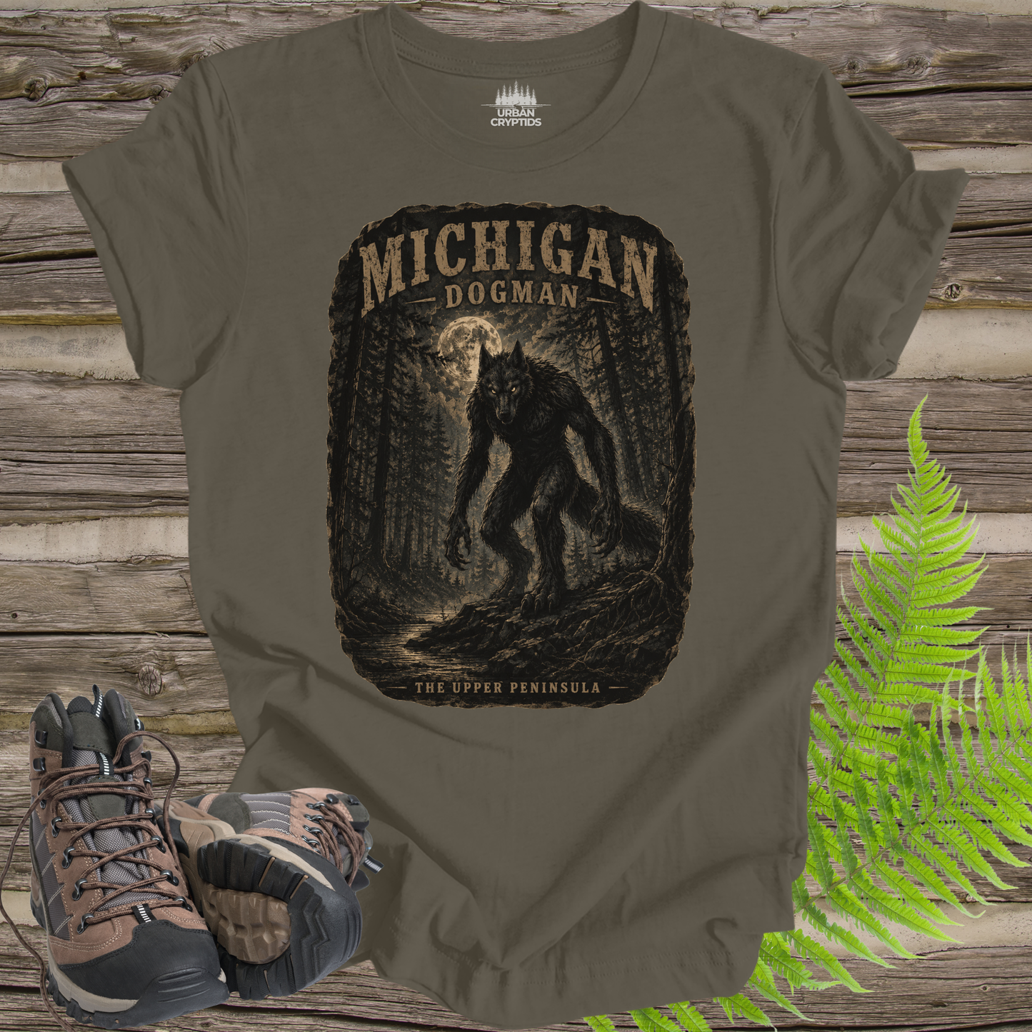 Michigan Dogman Vintage Cryptid T-Shirt | Upper Peninsula Folklore Shirt