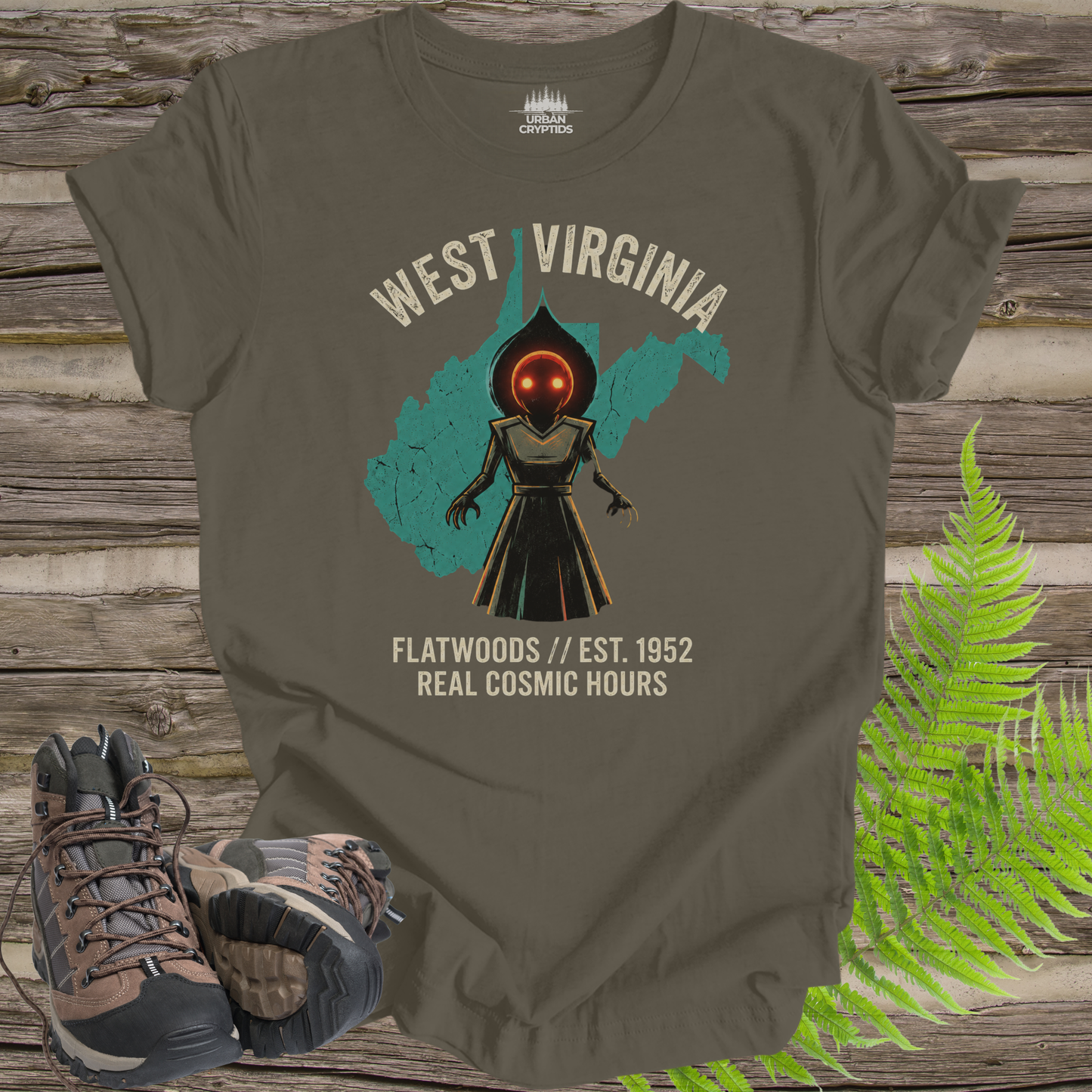 Flatwoods Monster – Real Cosmic Hours | West Virginia Cryptid T-Shirt