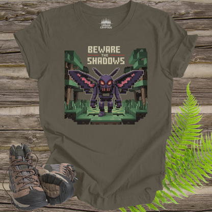 Beware the Shadows – Pixel Mothman T-Shirt