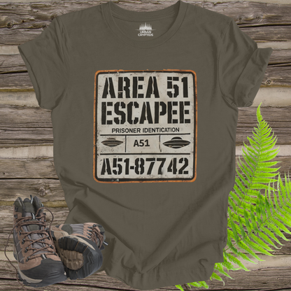 AREA 51 ESCAPEE Shirt | Vintage Prisoner Identification Tee | Funny Alien UFO T-Shirt