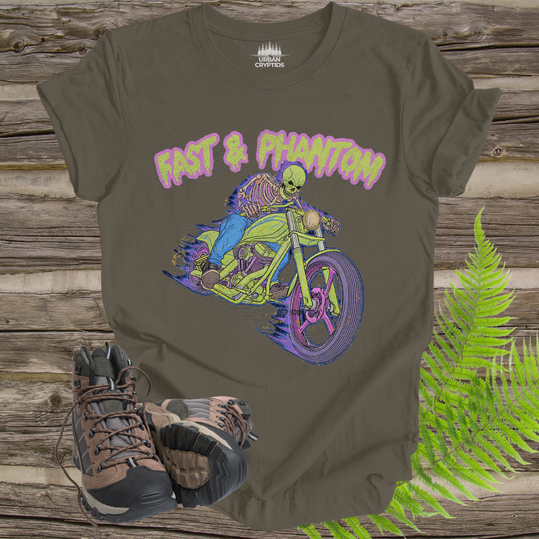 Fast & Phantom Ghost Rider T-Shirt – Paranormal Cryptid Biker Tee