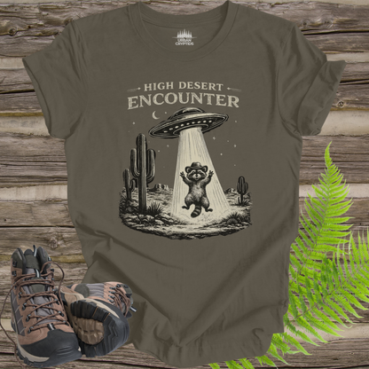 High Desert Encounter T-Shirt – Vintage UFO Raccoon Abduction Tee