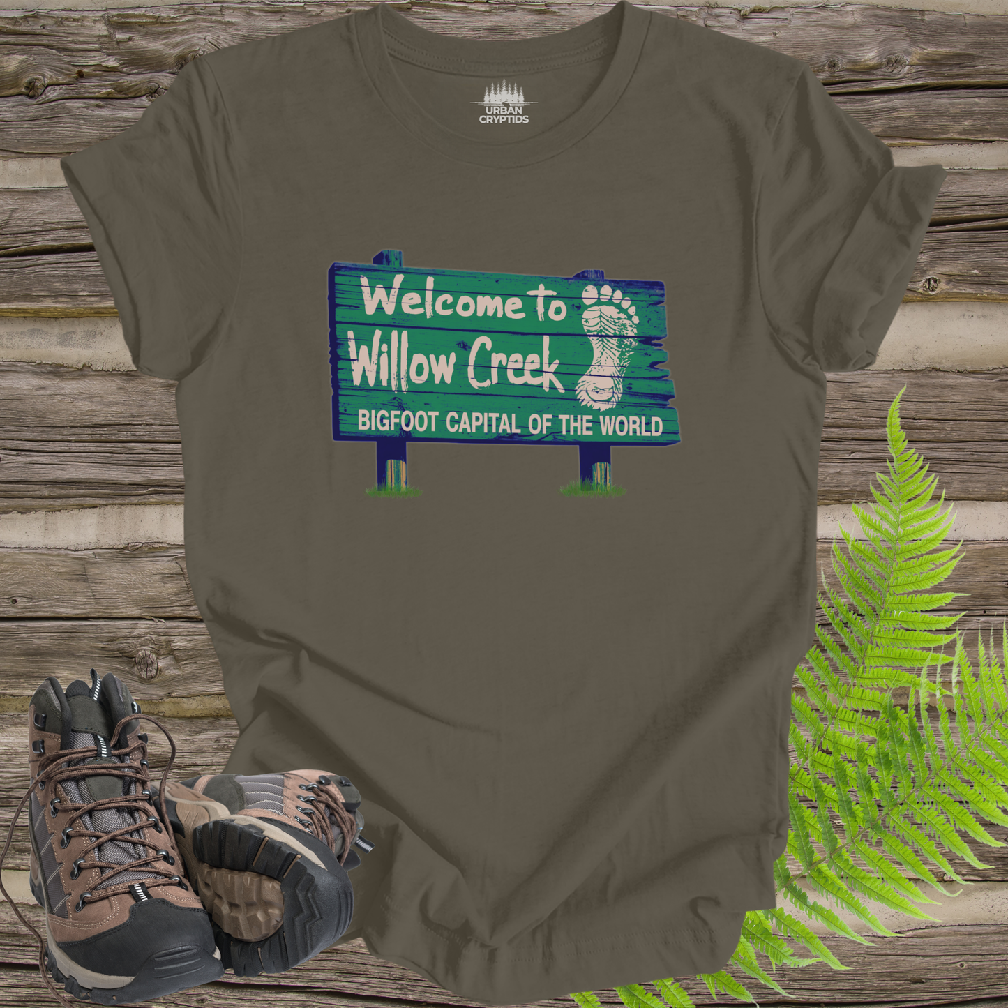 Welcome to Willow Creek T-Shirt – Bigfoot Capital of the World Sign Tee