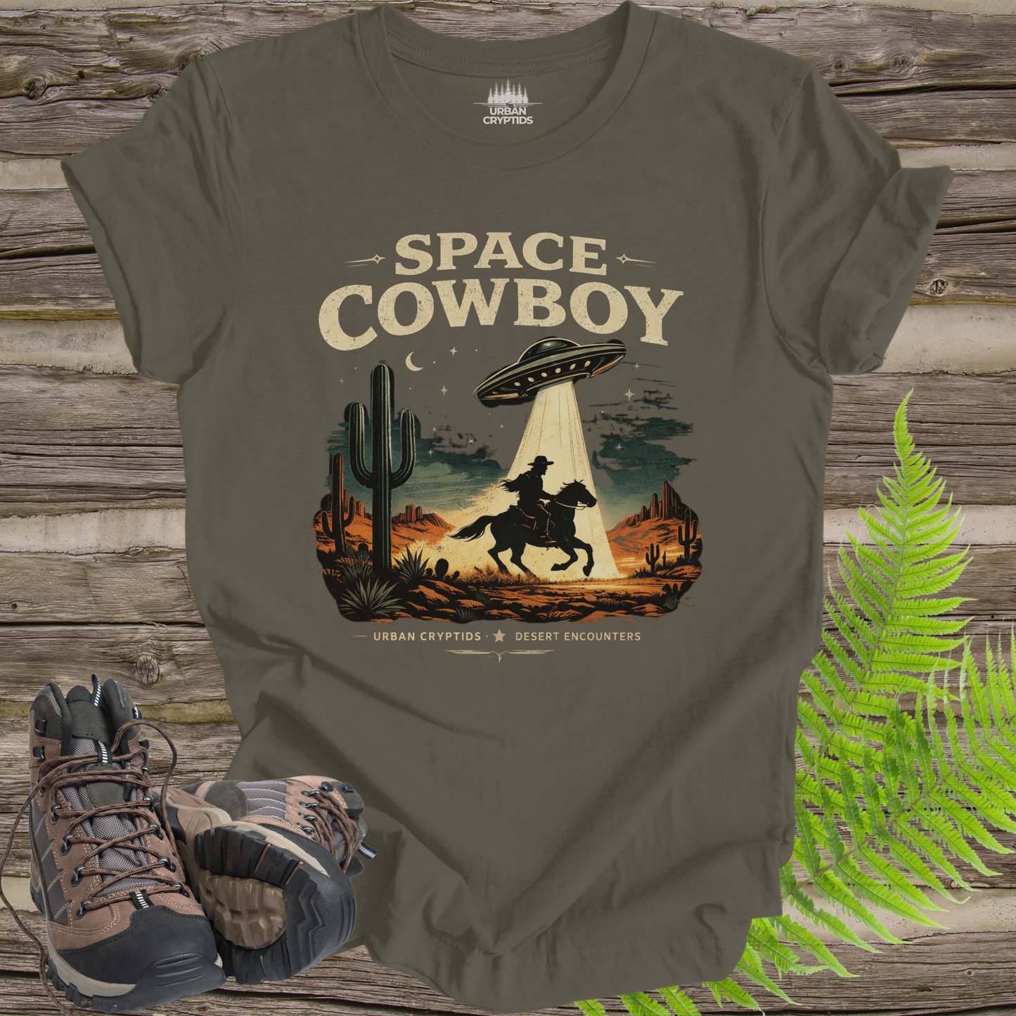 Space Cowboy Shirt – UFO Desert Western Graphic Tee