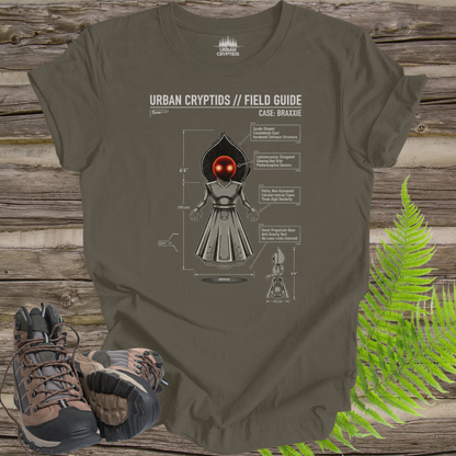 Urban Cryptids Field Guide: Braxxie | Flatwoods Monster Technical Diagram T-Shirt