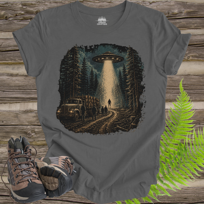 UFO Encounter T-Shirt – Alien Abduction Forest Graphic Tee