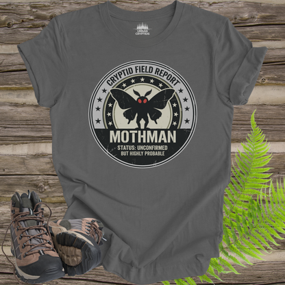 Cryptid Field Report Mothman Research Badge T-Shirt