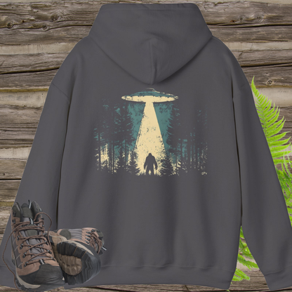 UFO Bigfoot Abduction Hoodie – Sasquatch Encounter Back Print Pullover