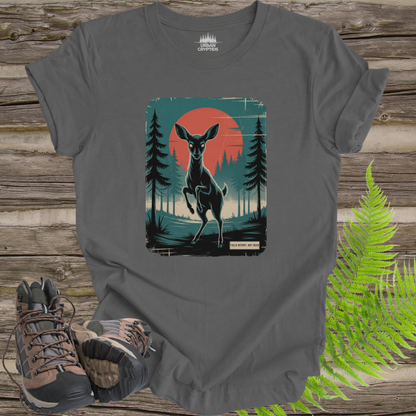 Not Deer Forest Encounter T-Shirt – Vintage Cryptid Wilderness Poster Tee