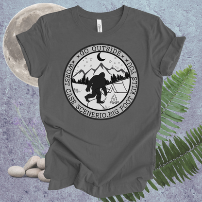 Funny Bigfoot Unisex Tee - Go Outside, Worse Case Scenerio Design