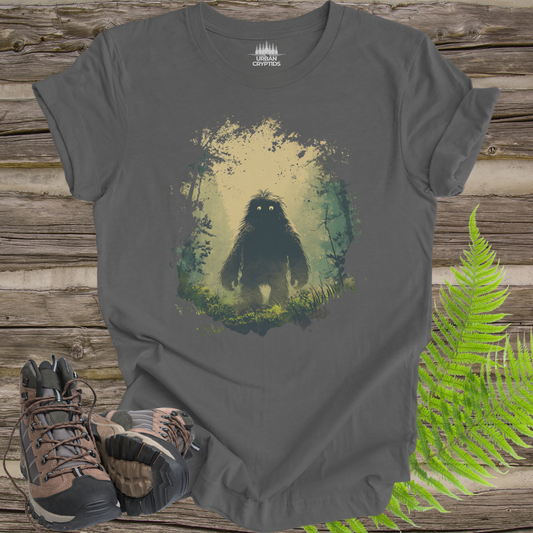 Mysterious Bigfoot Forest Shirt – Moody Sasquatch Glow Eyes Tee, Cryptid Aesthetic Shirt, Vintage Paranormal Art Tee