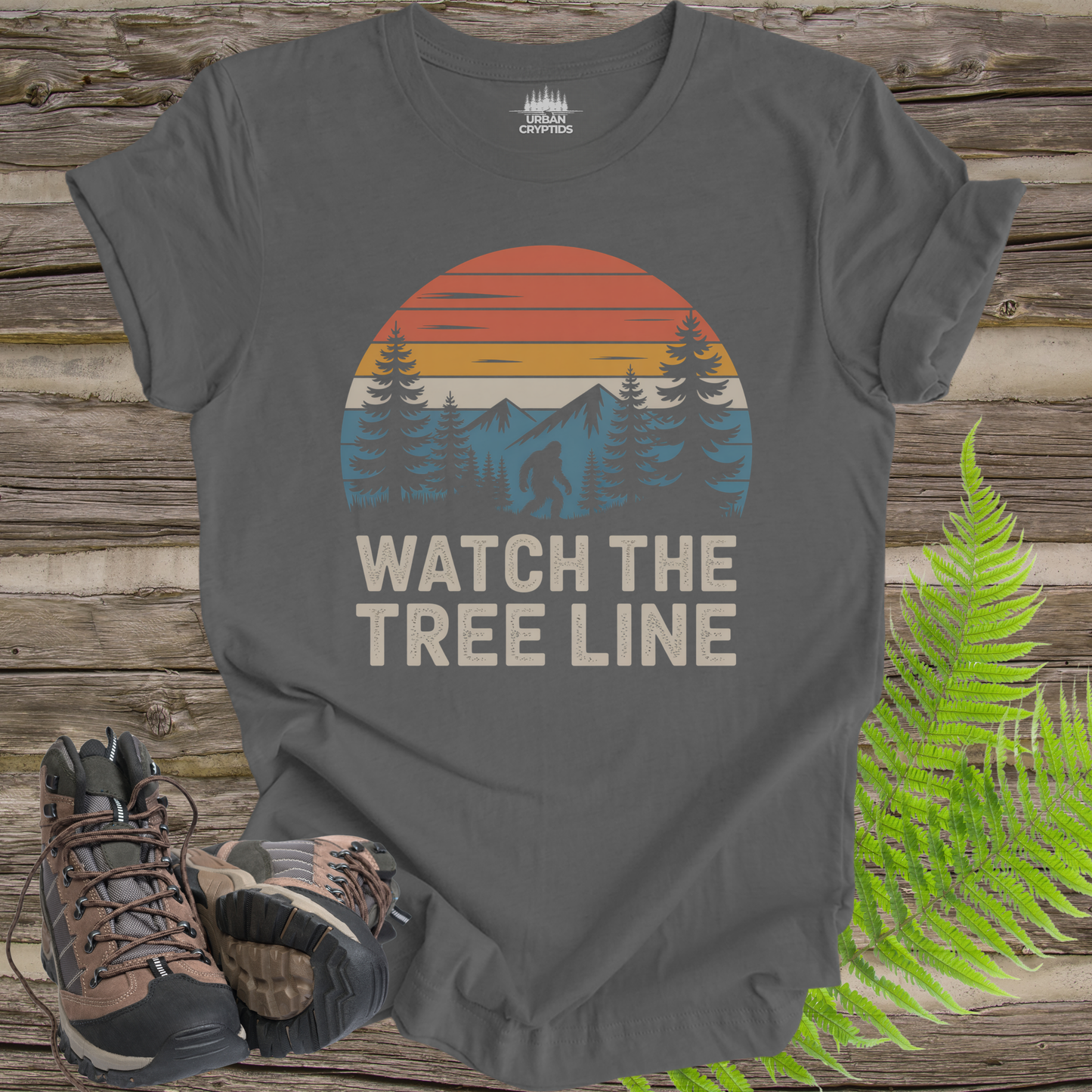 Watch the Tree Line Shirt – Bigfoot Cryptid Tee | Sasquatch Hiking Shirt