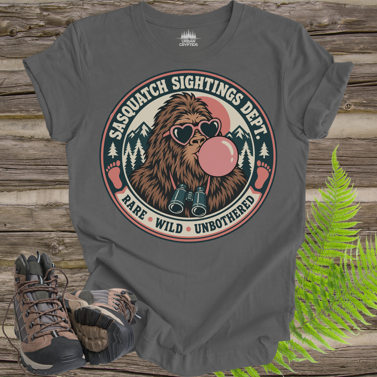 Sasquatch Sightings Department T-Shirt – Funny Bubblegum Bigfoot Graphic Tee