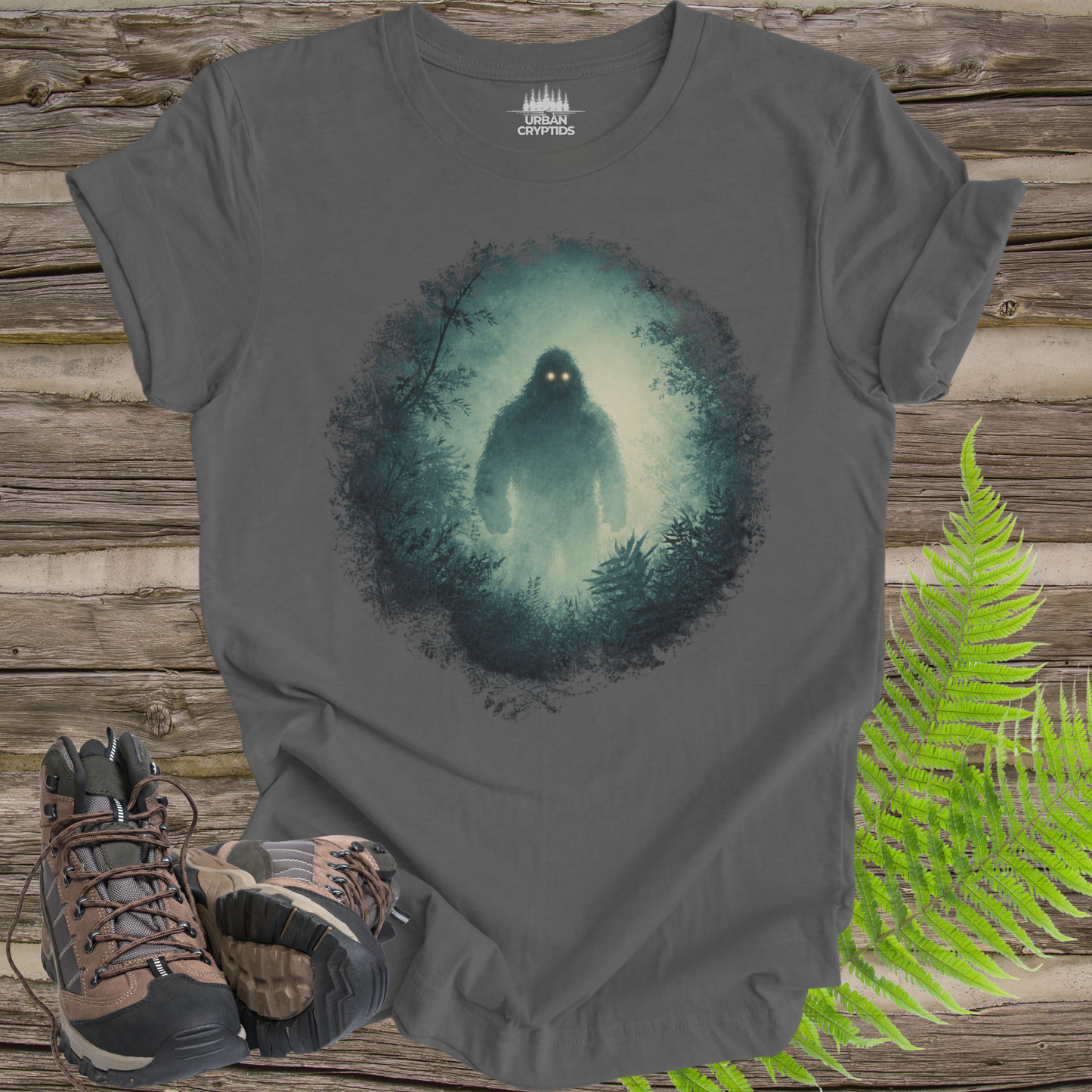 Glowing Eyes Bigfoot Shirt – Mysterious Sasquatch Forest Tee, Cryptid Aesthetic Shirt, Eerie Woods Graphic Tee