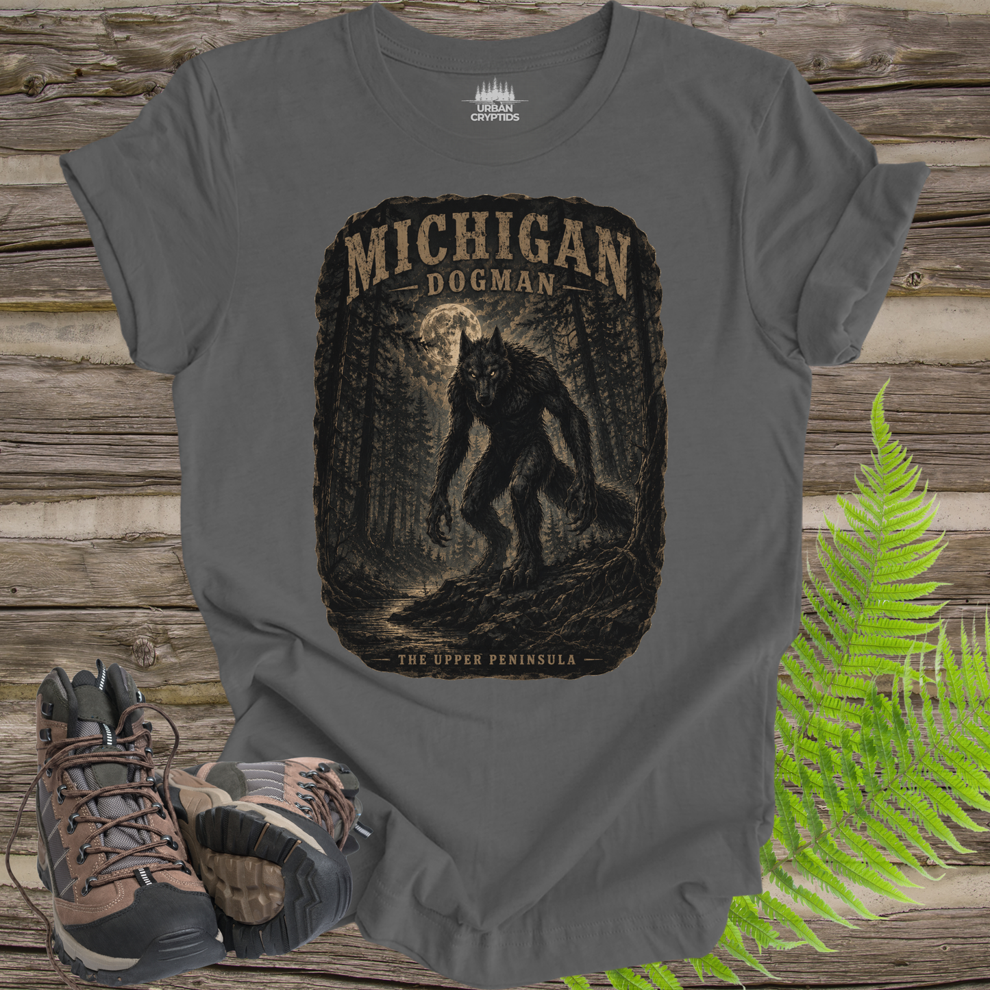 Michigan Dogman Vintage Cryptid T-Shirt | Upper Peninsula Folklore Shirt