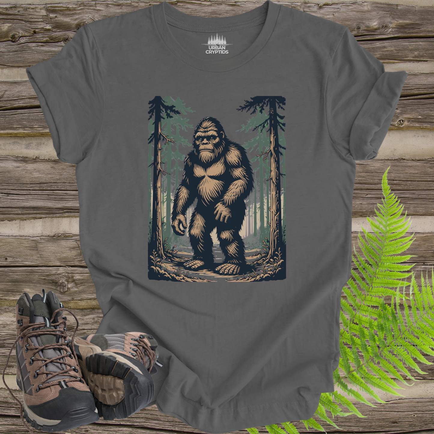 Bigfoot Forest Shirt – Classic Sasquatch Walking Tee, Vintage Cryptid Shirt, Outdoors Hiking Graphic Tee
